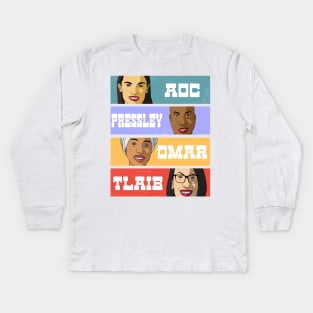 AOC Pressley Omar Tlaib The Squad Democrats Kids Long Sleeve T-Shirt